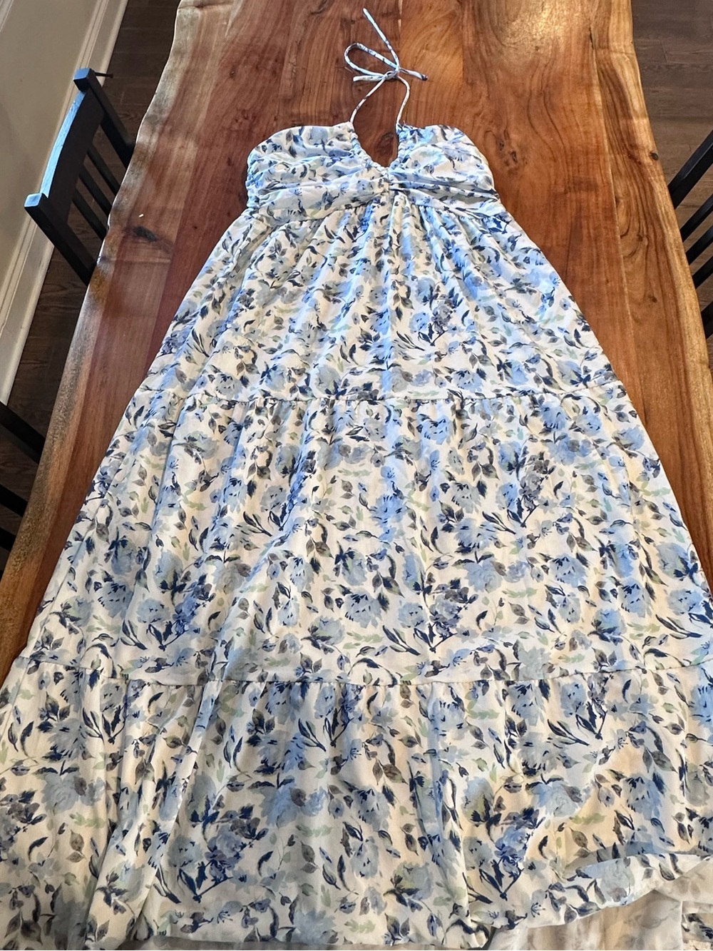 Girls Blue Floral Halter Sundress